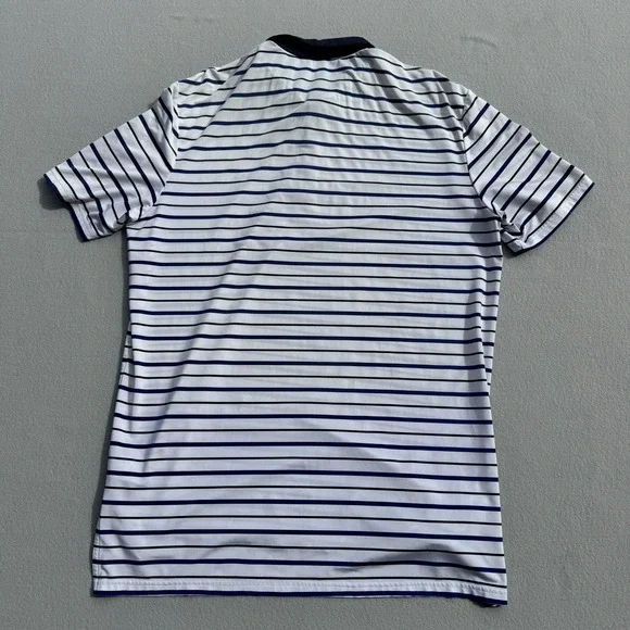 RLX Ralph Lauren Golf Polo Shirt Men Large Striped White/Navy Performance Casual - Picture 3 of 9